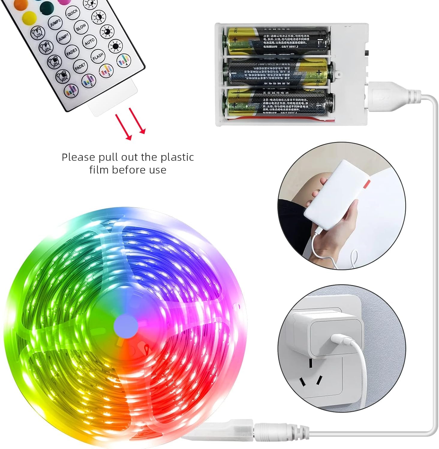 Battery Operated LED Strip Lights 20Ft, Battery Powered LED Strip Lights for Bedroom Color Changing APP Remote, USB Led Lights for TV, Room, Kitchen, Party